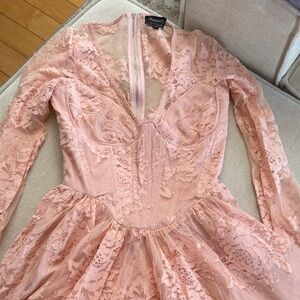 Bardot Blush Long Sleeve Lace Dress